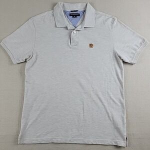 Fahrenheit Mens XL Cream Polo Shirt Embroidered Crest Short Sleeve Cotton Blend